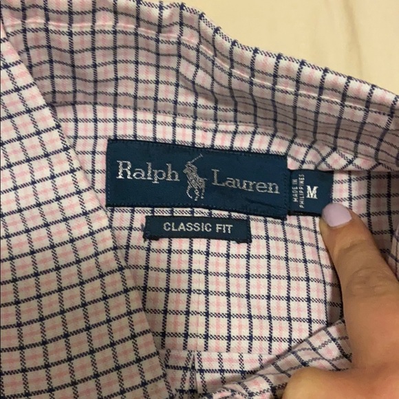 Ralph Lauren shirt, navy and pink checkered print - Picture 2 of 4
